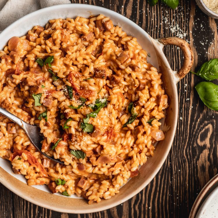 Tomato Cheese Risotto Bacon, Cheese & Tomato Risotto โ Sarah's Healthy Kitchen
